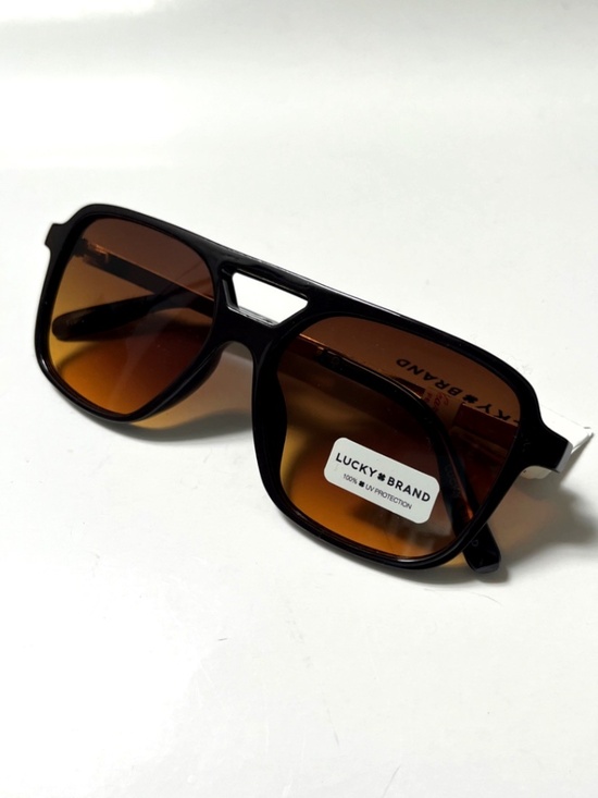 New LUCKY BRAND Double Bridge Aviator Sunglasses Acetate Brown Amber Lens main image 5